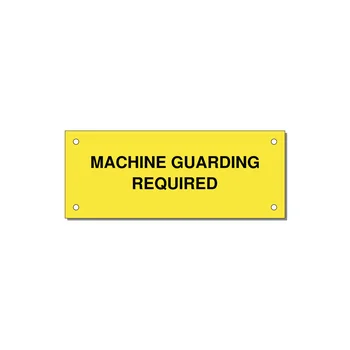 5.0x2.0" Safety Label - MACHINE GUARDING REQUIRED — 5x2" Black on Yellow, Holes