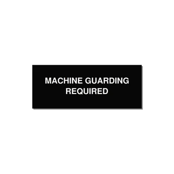 5.0x2.0" Safety Label - MACHINE GUARDING REQUIRED — 5x2" White on Black, Adhesive