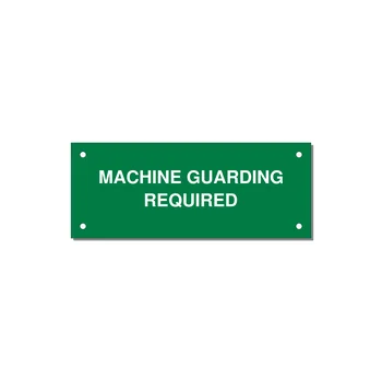 5.0x2.0" Safety Label - MACHINE GUARDING REQUIRED — 5x2" White on Green, Holes