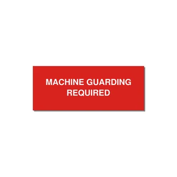 5.0x2.0" Safety Label - MACHINE GUARDING REQUIRED — 5x2" White on Red, Adhesive