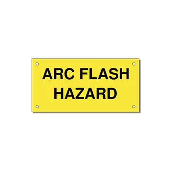 5.0x2.5" Arc Flash Safety Label - ARC FLASH HAZARD — 5x2.5" Black on Yellow, Holes