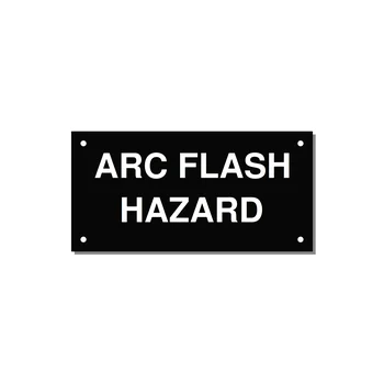 5.0x2.5" Arc Flash Safety Label - ARC FLASH HAZARD — 5x2.5" White on Black, Holes