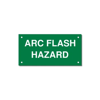 5.0x2.5" Arc Flash Safety Label - ARC FLASH HAZARD — 5x2.5" White on Green, Holes