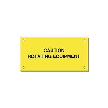 5.0x2.5" Caution Safety Label - CAUTION ROTATING EQUIPMEN — 5x2.5" Black on Yellow, Holes