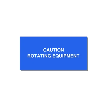 5.0x2.5" Caution Safety Label - CAUTION ROTATING EQUIPMEN — 5x2.5" White on Blue, Adhesive