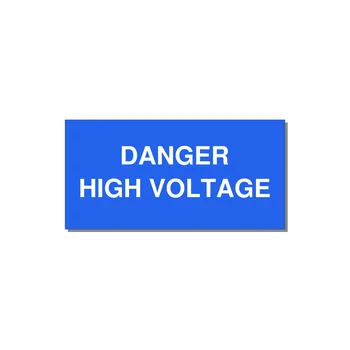 5.0x2.5" High Voltage Warning Sign - DANGER HIGH VOLTAGE — 5x2.5" White on Blue, Adhesive