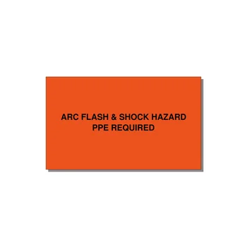 5.0x3.0" Arc Flash Safety Label - ARC FLASH & SHOCK HAZARD — 5x3" Black on Orange, Adhesive