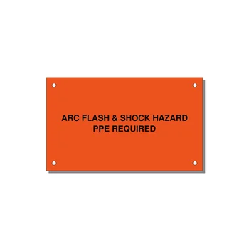 5.0x3.0" Arc Flash Safety Label - ARC FLASH & SHOCK HAZARD — 5x3" Black on Orange, Holes