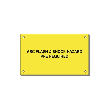 5.0x3.0" Arc Flash Safety Label - ARC FLASH & SHOCK HAZARD — 5x3" Black on Yellow, Holes