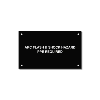 5.0x3.0" Arc Flash Safety Label - ARC FLASH & SHOCK HAZARD — 5x3" White on Black, Holes
