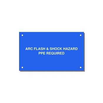 5.0x3.0" Arc Flash Safety Label - ARC FLASH & SHOCK HAZARD — 5x3" White on Blue, Holes