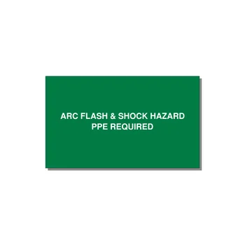 5.0x3.0" Arc Flash Safety Label - ARC FLASH & SHOCK HAZARD — 5x3" White on Green, Adhesive