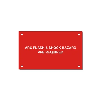 5.0x3.0" Arc Flash Safety Label - ARC FLASH & SHOCK HAZARD — 5x3" White on Red, Holes