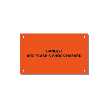 5.0x3.0" Arc Flash Safety Label - DANGER ARC FLASH & SHOCK — 5x3" Black on Orange, Holes