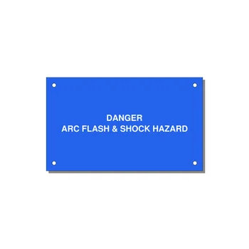 5.0x3.0" Arc Flash Safety Label - DANGER ARC FLASH & SHOCK — 5x3" White on Blue, Holes