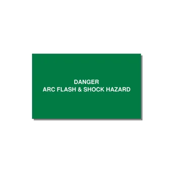5.0x3.0" Arc Flash Safety Label - DANGER ARC FLASH & SHOCK — 5x3" White on Green, Adhesive