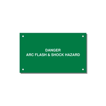 5.0x3.0" Arc Flash Safety Label - DANGER ARC FLASH & SHOCK — 5x3" White on Green, Holes