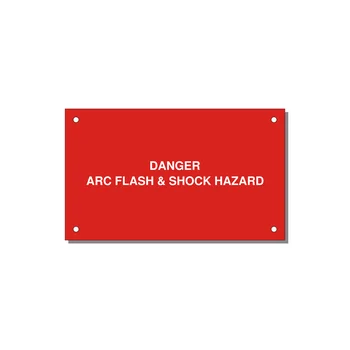 5.0x3.0" Arc Flash Safety Label - DANGER ARC FLASH & SHOCK — 5x3" White on Red, Holes
