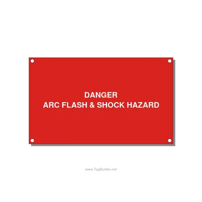 5.0x3.0" Arc Flash Safety Label - DANGER ARC FLASH & SHOCK , White/Red, Holes thumbnail