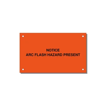 5.0x3.0" Arc Flash Safety Label - NOTICE ARC FLASH HAZARD P — 5x3" Black on Orange, Holes
