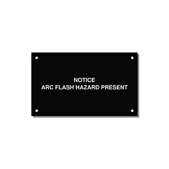 5.0x3.0" Arc Flash Safety Label - NOTICE ARC FLASH HAZARD P — 5x3" White on Black, Holes