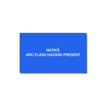 5.0x3.0" Arc Flash Safety Label - NOTICE ARC FLASH HAZARD P — 5x3" White on Blue, Adhesive