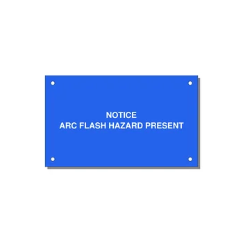 5.0x3.0" Arc Flash Safety Label - NOTICE ARC FLASH HAZARD P — 5x3" White on Blue, Holes