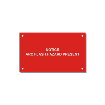 5.0x3.0" Arc Flash Safety Label - NOTICE ARC FLASH HAZARD P — 5x3" White on Red, Holes