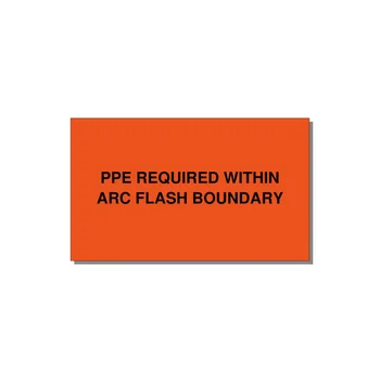 5.0x3.0" Arc Flash Safety Label - PPE REQUI — 5x3" Black on Orange, Adhesive