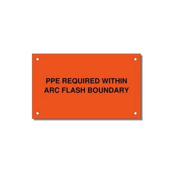 5.0x3.0" Arc Flash Safety Label - PPE REQUI — 5x3" Black on Orange, Holes