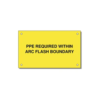 5.0x3.0" Arc Flash Safety Label - PPE REQUI — 5x3" Black on Yellow, Holes