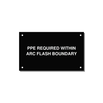 5.0x3.0" Arc Flash Safety Label - PPE REQUI — 5x3" White on Black, Holes