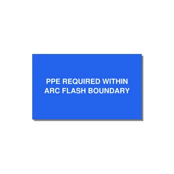 5.0x3.0" Arc Flash Safety Label - PPE REQUI — 5x3" White on Blue, Adhesive