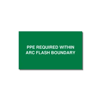 5.0x3.0" Arc Flash Safety Label - PPE REQUI — 5x3" White on Green, Adhesive
