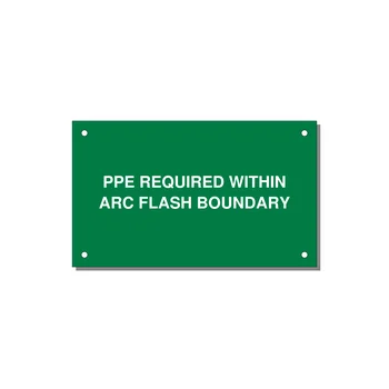 5.0x3.0" Arc Flash Safety Label - PPE REQUI — 5x3" White on Green, Holes