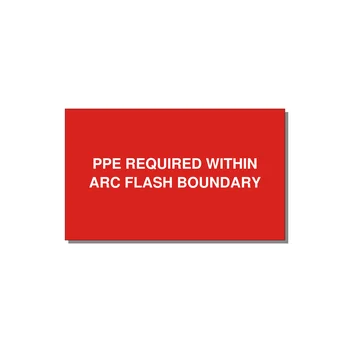5.0x3.0" Arc Flash Safety Label - PPE REQUI — 5x3" White on Red, Adhesive