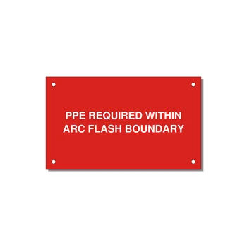 5.0x3.0" Arc Flash Safety Label - PPE REQUI — 5x3" White on Red, Holes