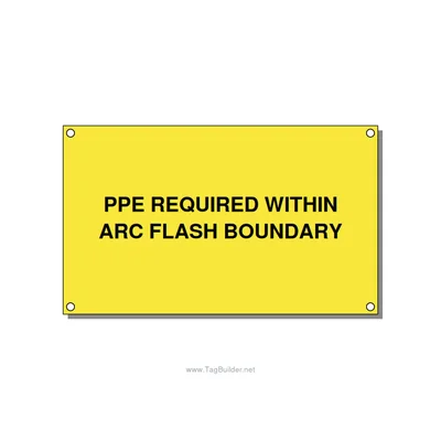 5.0x3.0" Arc Flash Safety Label - PPE REQUIRED WITHIN ARC F, Black/Yellow, Holes thumbnail