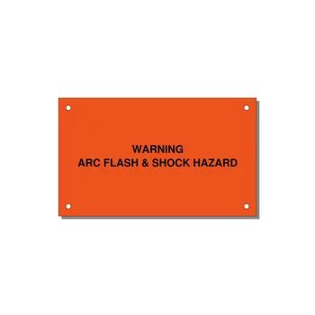 5.0x3.0" Arc Flash Safety Label - WARNING ARC FLASH & SHOCK — 5x3" Black on Orange, Holes