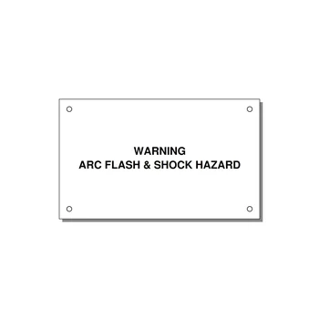 5.0x3.0" Arc Flash Safety Label - WARNING ARC FLASH & SHOCK — 5x3" Black on White, Holes