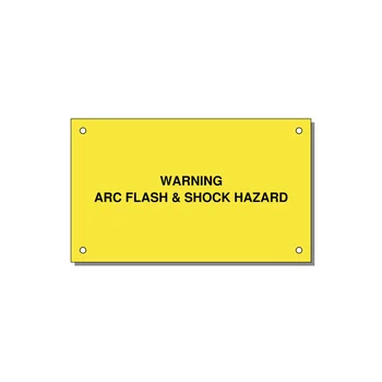 5.0x3.0" Arc Flash Safety Label - WARNING ARC FLASH & SHOCK — 5x3" Black on Yellow, Holes