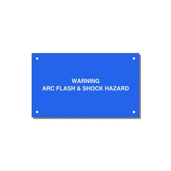 5.0x3.0" Arc Flash Safety Label - WARNING ARC FLASH & SHOCK — 5x3" White on Blue, Holes
