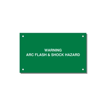 5.0x3.0" Arc Flash Safety Label - WARNING ARC FLASH & SHOCK — 5x3" White on Green, Holes