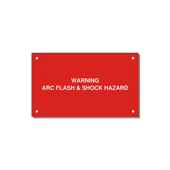 5.0x3.0" Arc Flash Safety Label - WARNING ARC FLASH & SHOCK — 5x3" White on Red, Holes
