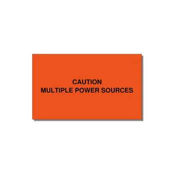 5.0x3.0" Caution Safety Label - CAUTION MULTIPLE POWER SO — 5x3" Black on Orange, Adhesive