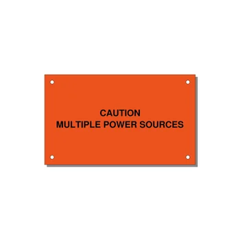 5.0x3.0" Caution Safety Label - CAUTION MULTIPLE POWER SO — 5x3" Black on Orange, Holes