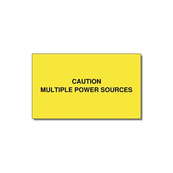 5.0x3.0" Caution Safety Label - CAUTION MULTIPLE POWER SO — 5x3" Black on Yellow, Adhesive