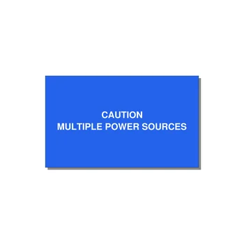 5.0x3.0" Caution Safety Label - CAUTION MULTIPLE POWER SO — 5x3" White on Blue, Adhesive