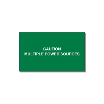 5.0x3.0" Caution Safety Label - CAUTION MULTIPLE POWER SO — 5x3" White on Green, Adhesive