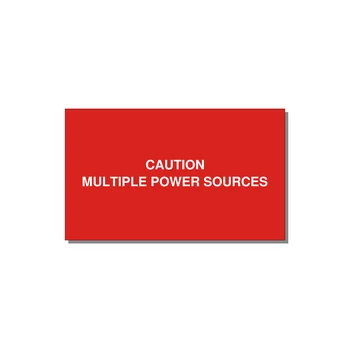 5.0x3.0" Caution Safety Label - CAUTION MULTIPLE POWER SO — 5x3" White on Red, Adhesive